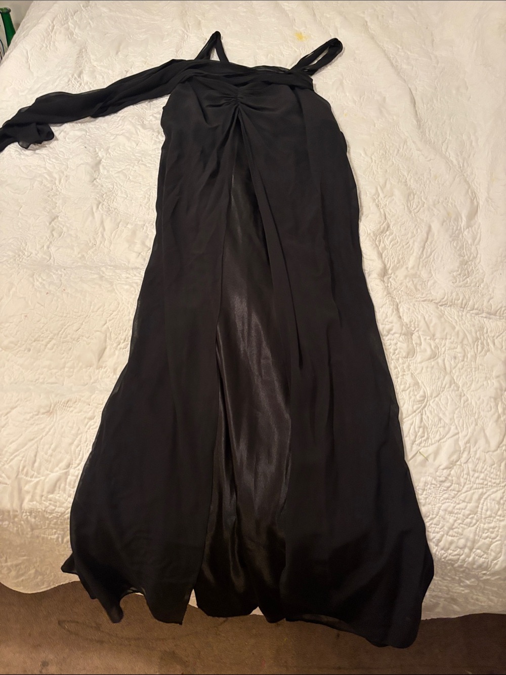 Black Maxi Evening Dress with Twist Bodice